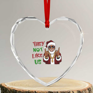 Funny Xmas Hiphop Black Santa Heart Crystal Glass Ornament They Not Like Us African American Christmas TS09 Transparent Glass 3'' Heart Print Your Wear