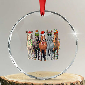 Funny Xmas Horse Crystal Glass Ornament Xmas Light Reindeer Horses Crew with Santa Hat TS02 Transparent Glass 3'' Circle Print Your Wear
