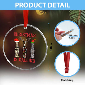 Funny Xmas Hunting Crystal Glass Ornament Xmas Is Calling Camouflage Hunting Whistle TS11 Print Your Wear