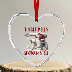 Funny Xmas Hunting Heart Crystal Glass Ornament Jingle Bells Shotgun Shells TS12 Transparent Glass 3'' Heart Print Your Wear