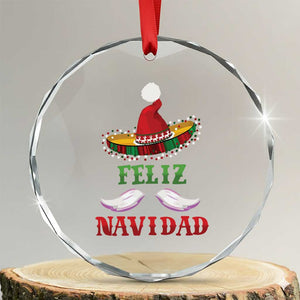 Funny Xmas In Mexico Crystal Glass Ornament Feliz Navidad Sombrero Santa Hat TS11 Transparent Glass 3'' Circle Print Your Wear