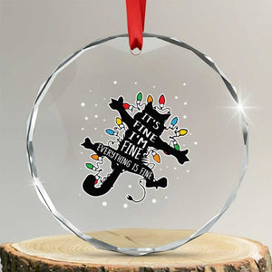 Funny Xmas It's Fine I'm Fine Everything Is Fine Crystal Glass Ornament Black Cat TS11 Transparent Glass 3'' Circle Print Your Wear