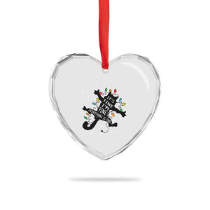 Funny Xmas It's Fine I'm Fine Everything Is Fine Heart Crystal Glass Ornament Black Cat TS11 Print Your Wear