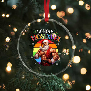 Funny Xmas LGBT Crystal Glass Ornament Ho Ho Ho Mosexual Rainbow Santa TS11 Print Your Wear