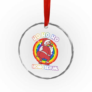 Funny Xmas LGBT Crystal Glass Ornament Santa Ho Ho Ho Homosexual TS09 Print Your Wear
