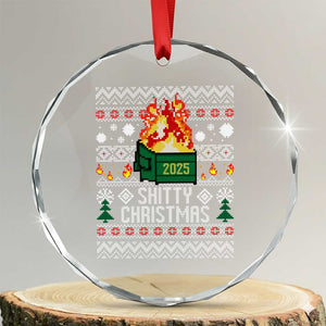 Funny Xmas Lil Dumpster Fire Crystal Glass Ornament Shitty Christmas Festive Holiday TS11 Transparent Glass 3'' Circle Print Your Wear