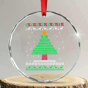 Funny Xmas Math Crystal Glass Ornament 3.14 Pi Christmas Tree TS09 Transparent Glass 3'' Circle Print Your Wear