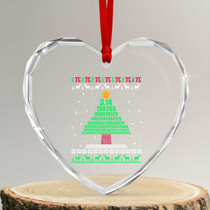 Funny Xmas Math Heart Crystal Glass Ornament 3.14 Pi Christmas Tree TS09 Transparent Glass 3'' Heart Print Your Wear