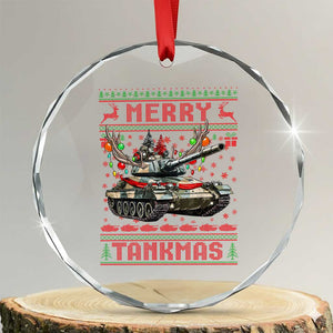 Funny Xmas Military Crystal Glass Ornament Merry Tankmas Tank Veteran Army TS09 Transparent Glass 3'' Circle Print Your Wear