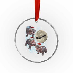 Funny Xmas Moo Deng Crystal Glass Ornament Baby Hippo Santa Sleigh Galaxy Outer Space TS09 Print Your Wear