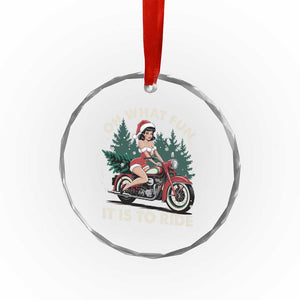 Funny Xmas Motorbike Crystal Glass Ornament Oh What Fun It Is To Ride Female Santa Biker TS11 Print Your Wear