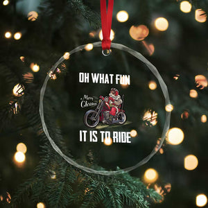 Funny Xmas Motorcycle Santa Crystal Glass Ornament Oh What Fun It Is To Ride Motorbike Rider Xmas Gift TS10 Print Your Wear