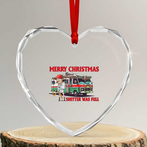 Funny Xmas Movie Trump Heart Crystal Glass Ornament Merry Christmas Shitter Was Full TS02 Transparent Glass 3'' Heart Print Your Wear