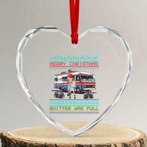 Funny Xmas Movie Trump Heart Crystal Glass Ornament Merry Christmas Shitter Was Full Ugly Sweater TS02 Transparent Glass 3'' Heart Print Your Wear