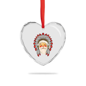 Funny Xmas Native American Indian Santa War Bonnet Heart Crystal Glass Ornament TS11 Print Your Wear