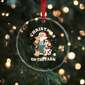 Funny Xmas On The Farm Crystal Glass Ornament Christmas Farmer Santa Claus Livestock TS11 Print Your Wear