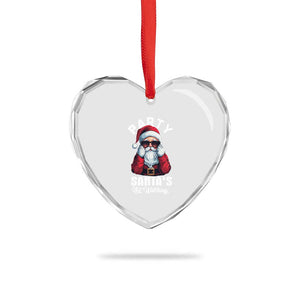 Funny Xmas Party Heart Crystal Glass Ornament Like Santa's Not Watching Santa Sunglass TS09 Print Your Wear