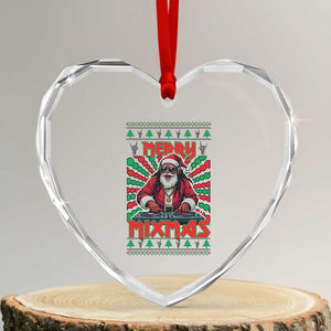 Funny Xmas Party Heart Crystal Glass Ornament Merry Mixmas Santa DJ TS09 Transparent Glass 3'' Heart Print Your Wear
