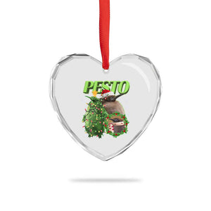 Funny Xmas Pesto Penguin Heart Crystal Glass Ornament TS09 Print Your Wear