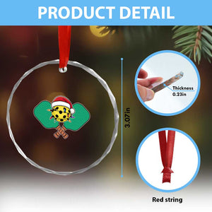 Funny Xmas Pickleball Holiday Santa Hat Crystal Glass Ornament TS11 Print Your Wear