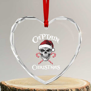 Funny Xmas Pirate Santa Heart Crystal Glass Ornament Captain Xmas Skull Candy Canes TS11 Transparent Glass 3'' Heart Print Your Wear