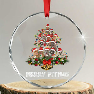 Funny Xmas Pitbull Crystal Glass Ornament Merry Pitmas Christmas Tree Dog Lover TS09 Transparent Glass 3'' Circle Print Your Wear
