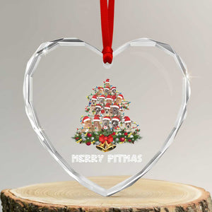 Funny Xmas Pitbull Heart Crystal Glass Ornament Merry Pitmas Christmas Tree Dog Lover TS09 Transparent Glass 3'' Heart Print Your Wear