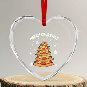 Funny Xmas Pizza Lover Heart Crystal Glass Ornament Merry Crustmas Pizza Christmas Tree TS09 Transparent Glass 3'' Heart Print Your Wear