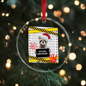 Funny Xmas Raccoon Crystal Glass Ornament Dear Santa I Can Explain TS09 Print Your Wear