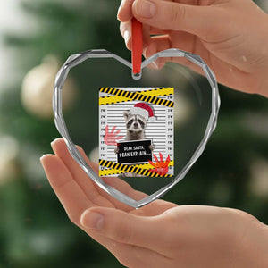 Funny Xmas Raccoon Heart Crystal Glass Ornament Dear Santa I Can Explain TS09 Print Your Wear