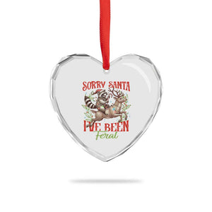 Funny Xmas Raccoon Heart Crystal Glass Ornament Sorry Santa I've Been Feral Reindeer TS09 Print Your Wear