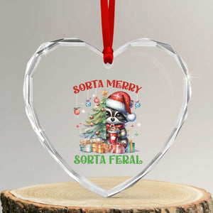 Funny Xmas Raccoon Heart Crystal Glass Ornament Sorta Merry Sorta Feral Merry Trashmas TS09 Transparent Glass 3'' Heart Print Your Wear