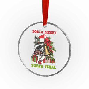 Funny Xmas Racoon Crystal Glass Ornament Sorta Merry Sorta Feral Xmas Wreath TS11 Print Your Wear