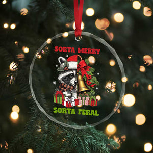 Funny Xmas Racoon Crystal Glass Ornament Sorta Merry Sorta Feral Xmas Wreath TS11 Print Your Wear