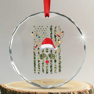 Funny Xmas Reindeer Hunting Camo Flag Crystal Glass Ornament TS11 Transparent Glass 3'' Circle Print Your Wear