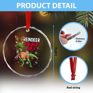 Funny Xmas Rex Dinosaur Crystal Glass Ornament Reindeer Saurus Rex Xmas Dinosaur TS11 Print Your Wear