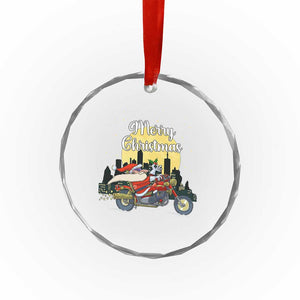 Funny Xmas Riding Crystal Glass Ornament Santa Riding Motorcycle Biker TS09 Print Your Wear
