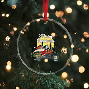 Funny Xmas Riding Crystal Glass Ornament Santa Riding Motorcycle Biker TS09 Print Your Wear