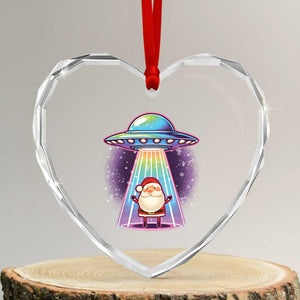 Funny Xmas Santa Alien Neon UFO Heart Crystal Glass Ornament TS11 Transparent Glass 3'' Heart Print Your Wear