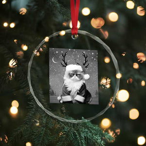 Funny Xmas Santa Grumpy Cat Crystal Glass Ornament TS11 Print Your Wear