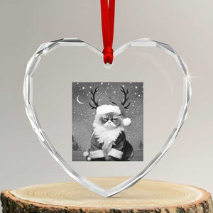 Funny Xmas Santa Grumpy Cat Heart Crystal Glass Ornament TS11 Transparent Glass 3'' Heart Print Your Wear