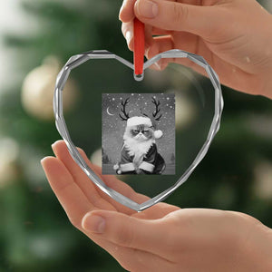 Funny Xmas Santa Grumpy Cat Heart Crystal Glass Ornament TS11 Print Your Wear