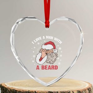 Funny Xmas Santa Heart Crystal Glass Ornament I Love A Man With A Beard Snowflake TS11 Transparent Glass 3'' Heart Print Your Wear