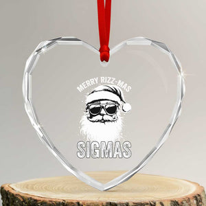 Funny Xmas Santa Heart Crystal Glass Ornament Merry Rizzmas Sigmas Charisma Rizz Santa Claus TS11 Transparent Glass 3'' Heart Print Your Wear