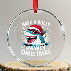 Funny Xmas Shark Crystal Glass Ornament Have A Holly Jawly Christmas Santa Hat TS11 Transparent Glass 3'' Circle Print Your Wear