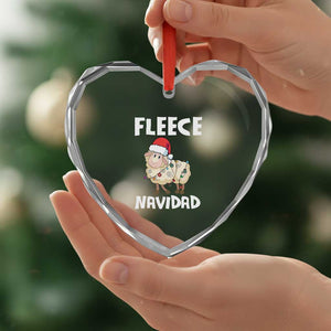 Funny Xmas Sheep Heart Crystal Glass Ornament Fleece Navidad Feliz Spanish Merry Xmas TS02 Print Your Wear