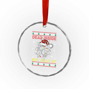 Funny Xmas Skeleton Crystal Glass Ornament Dead Inside But Jolly AF Santa Hat TS11 Print Your Wear