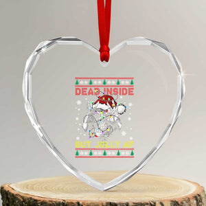 Funny Xmas Skeleton Heart Crystal Glass Ornament Dead Inside But Jolly AF Santa Hat TS11 Transparent Glass 3'' Heart Print Your Wear