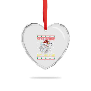 Funny Xmas Skeleton Heart Crystal Glass Ornament Dead Inside But Jolly AF Santa Hat TS11 Print Your Wear