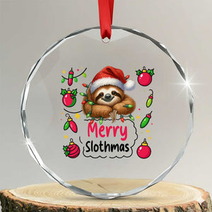 Funny Xmas Sloth Crystal Glass Ornament Merry Slothmas TS12 Transparent Glass 3'' Circle Print Your Wear